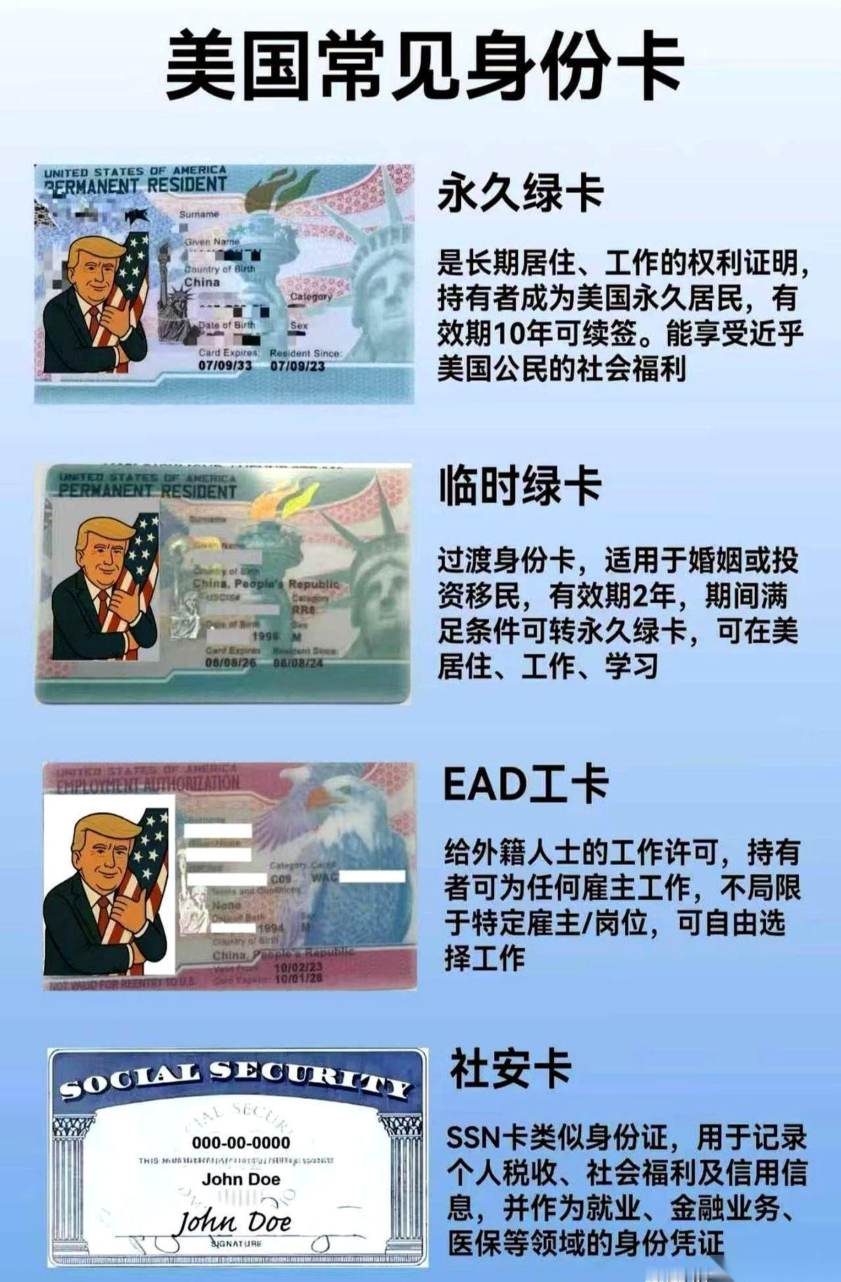 说真的，在美国混，兜里没这几张“塑料片”，睡觉都不踏实！
特别是那个**绿卡**