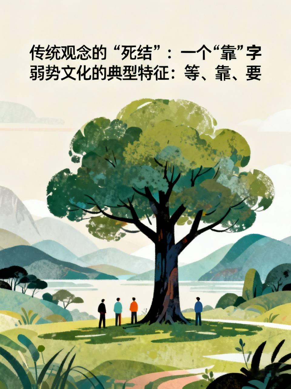 .传统观念的“死结”：一个“靠”字
这是弱势文化的典型特征，本质是“等、靠、要”