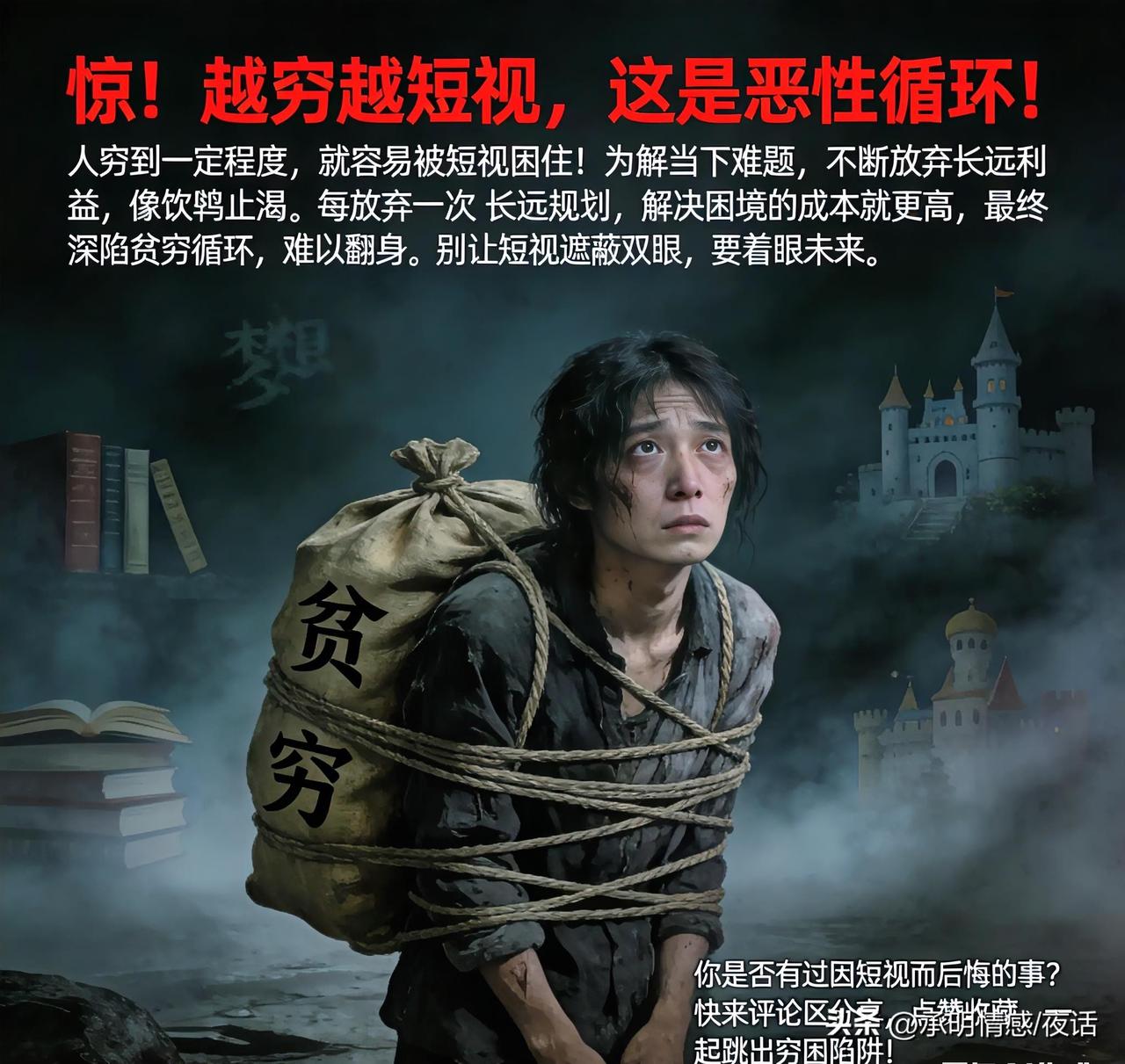 惊！贫穷与短视，陷入恶性循环！
 
      人一旦极度贫困，便易被短视束缚。