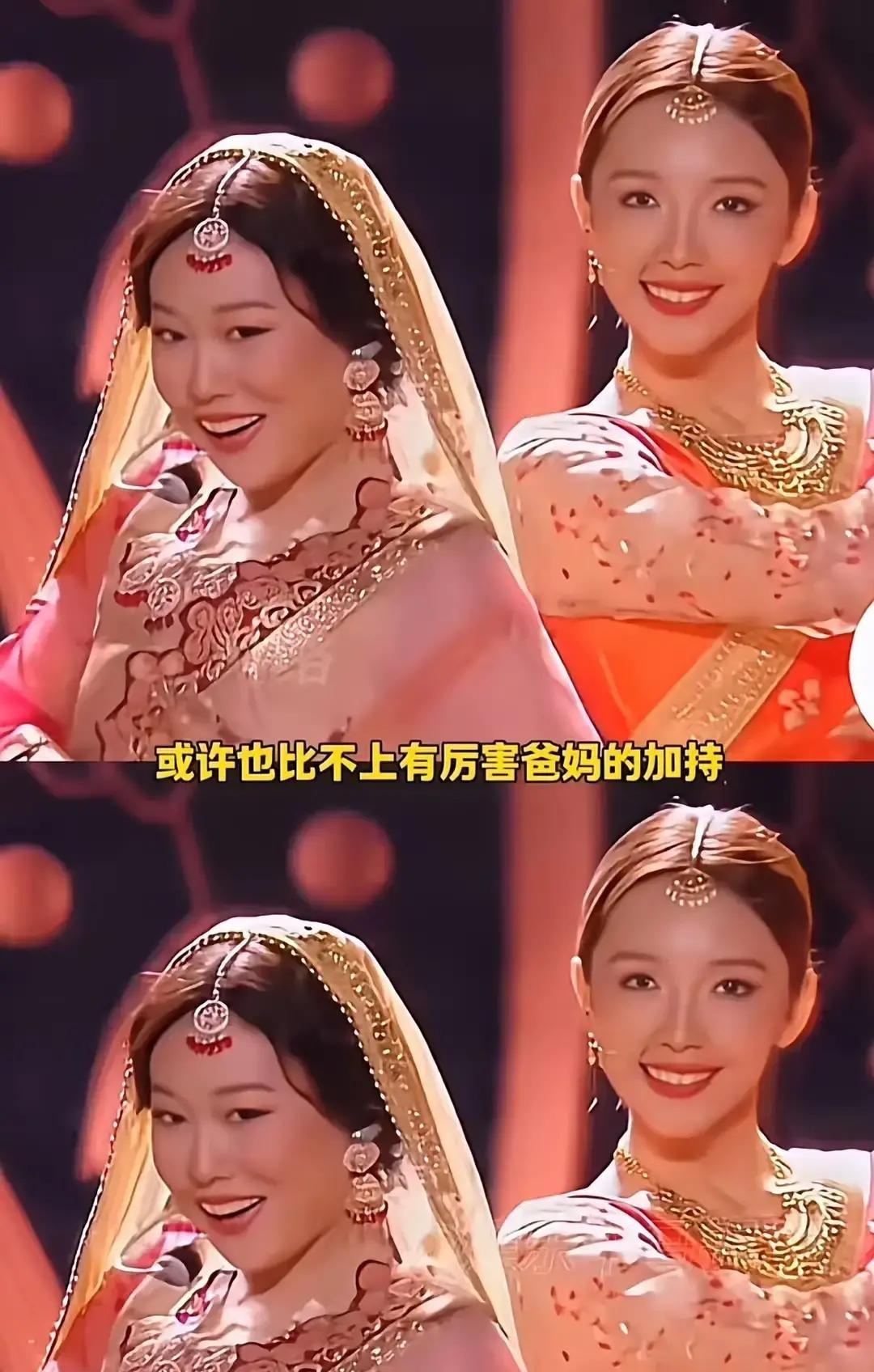 沈佳润打歌舞台刚播完，热搜就被她和舞伴的对比照霸榜。
镜头里她顶着厚粉底、挑眉浓