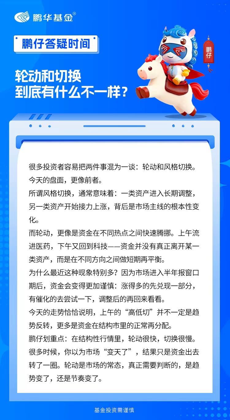 今天A股上演了一出“资金去哪儿”的连续剧：上午医药大涨、AI硬件调整，不少人说“