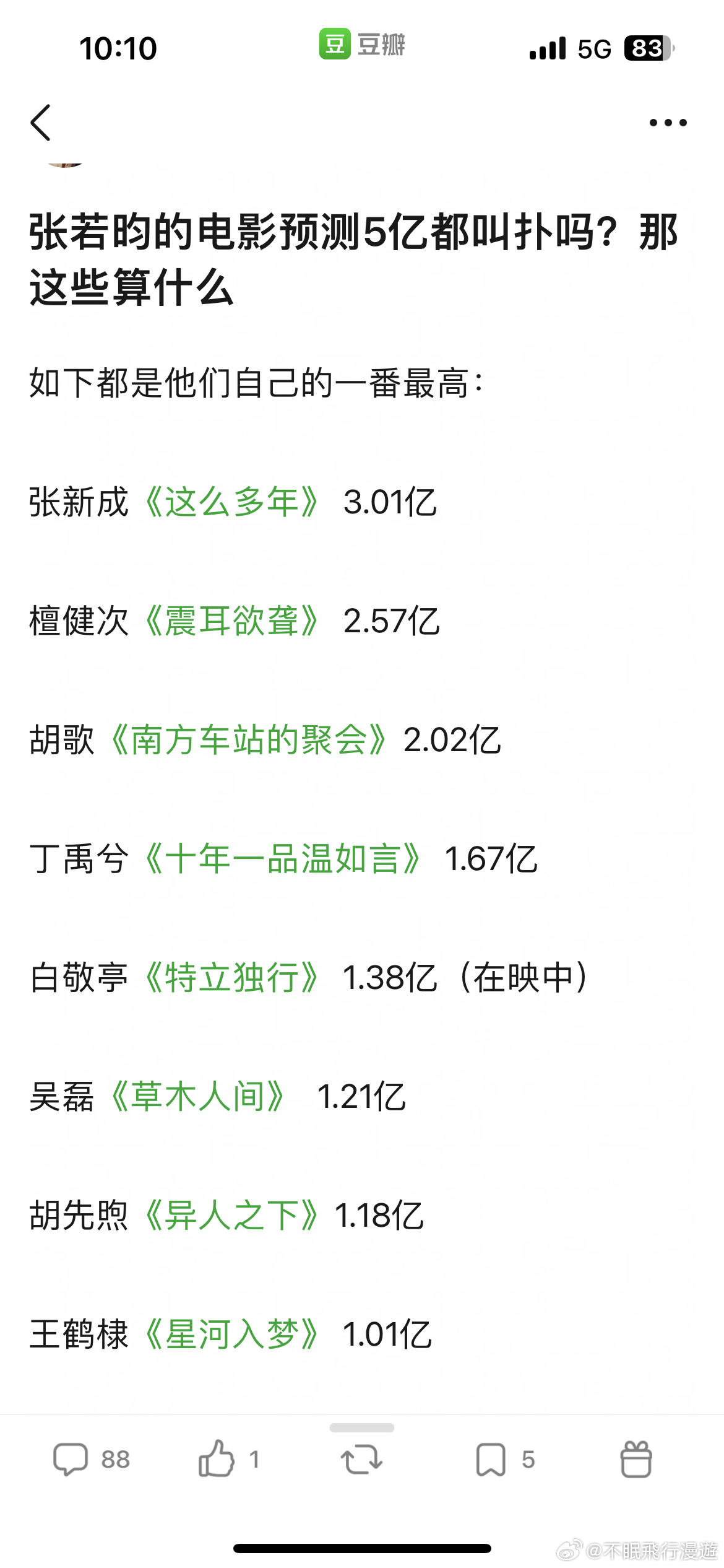 暑期档第一部毛13亿了