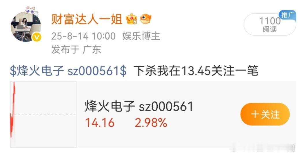 烽火电子继续格局，昨天关注，今天有望继续涨停 ​​​