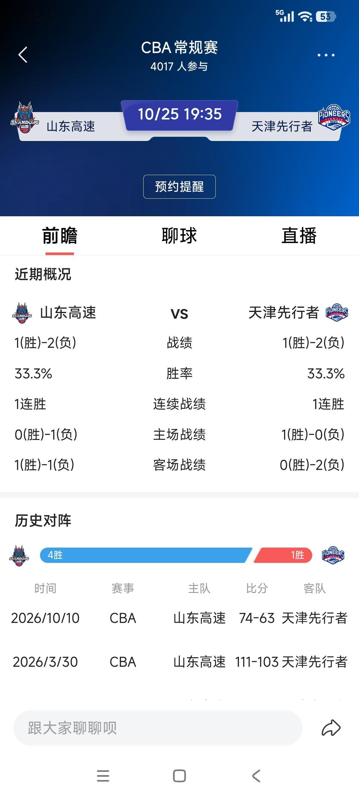 天津先行者不是软柿子，不会任人捏的！CBA常规赛第四轮今晚开打，山东高速男篮主场