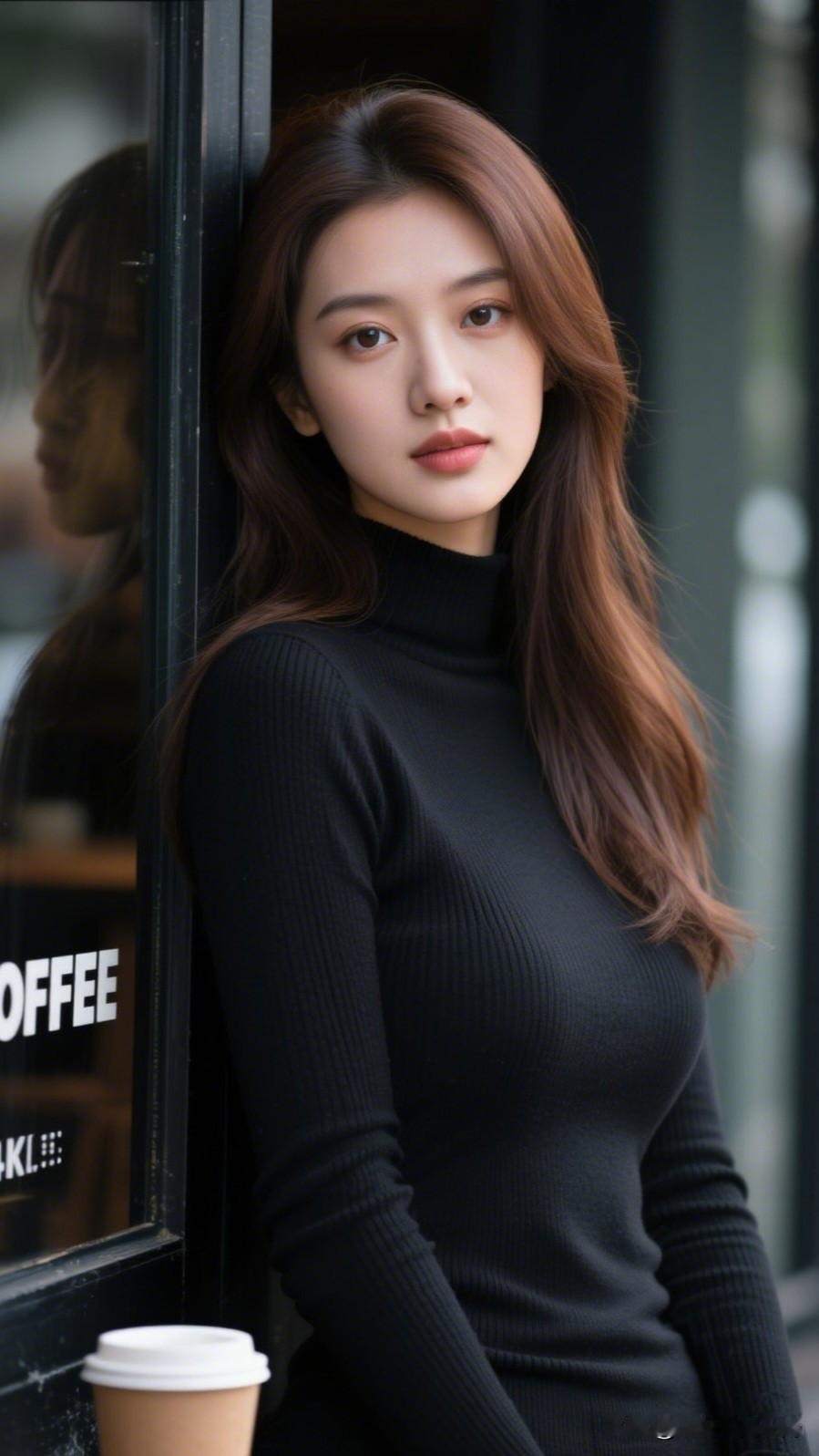 咖啡香里话离愁。觉得哪种颜色穿在身上显瘦显有气质 咖啡时光 黑衣美人倚窗而立，咖