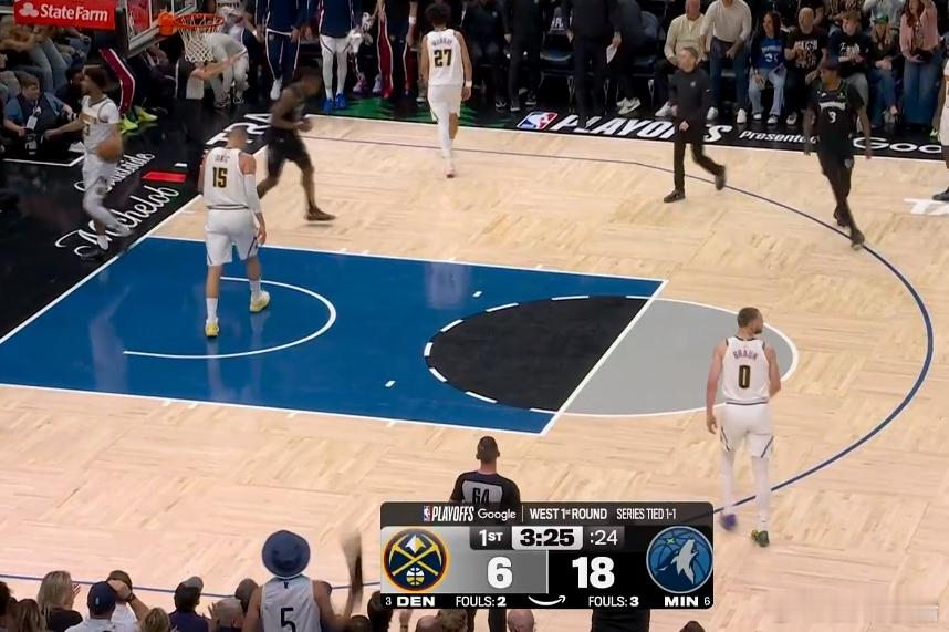 第一节还有3分钟结束，掘金只得到了6分？？？？？？？？ 