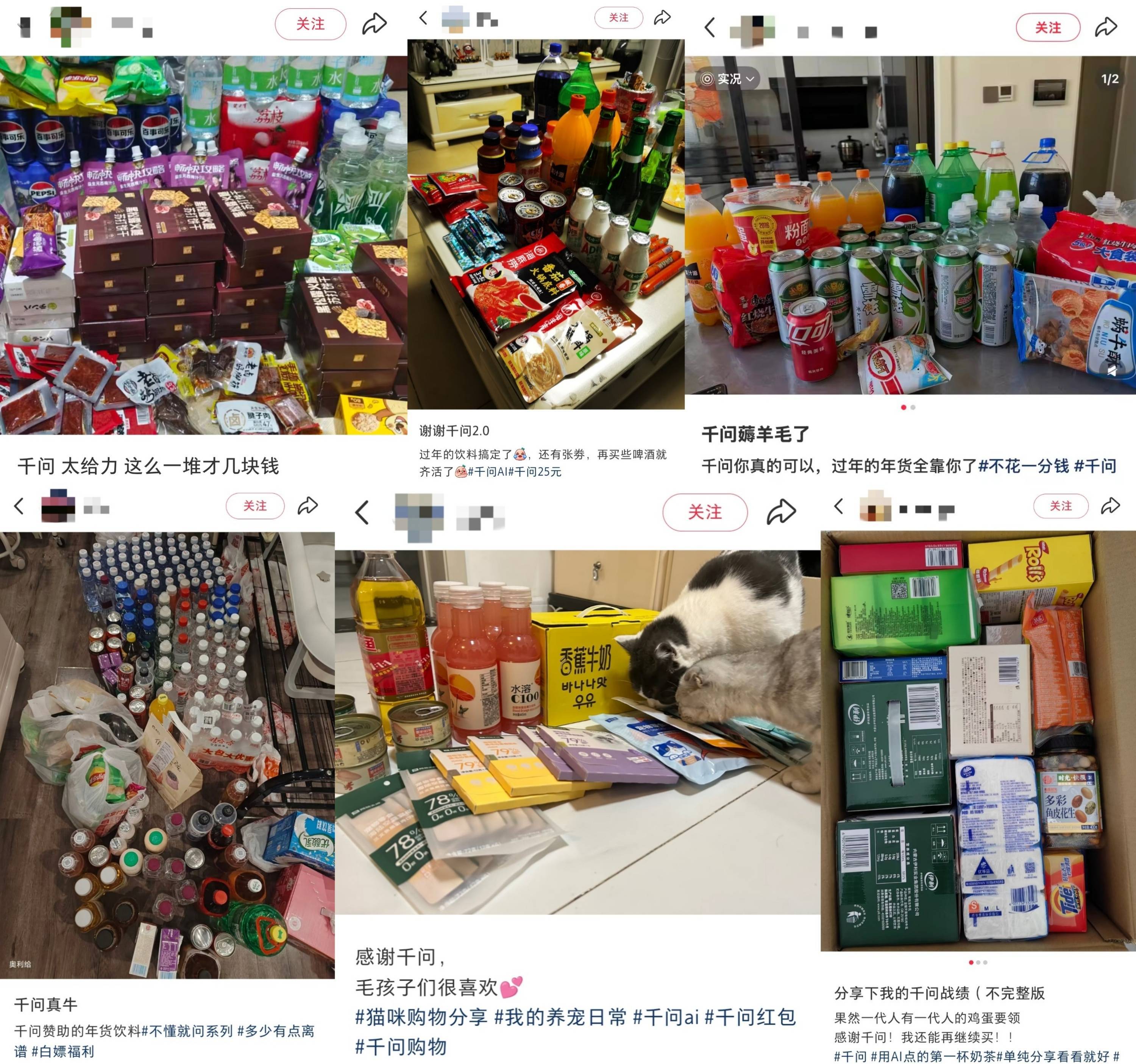 千问AI购物大赏原来不止我一个人在用千问免单卡疯狂囤货呀，刷了一圈才发现好多网友