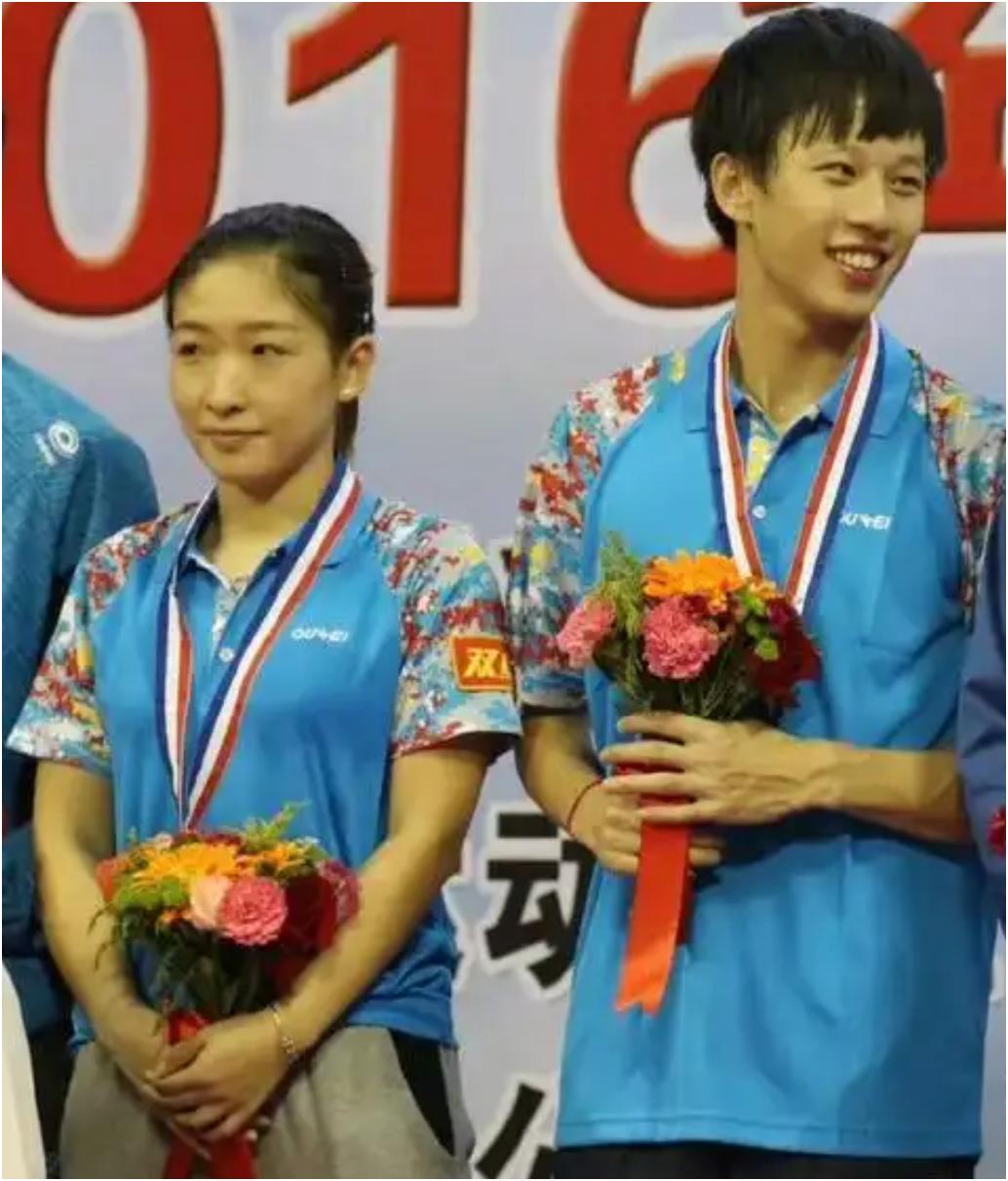 林高远/刘诗雯九年间获得了三个全国冠军。
图一，2016年两人第一次获得全国锦标