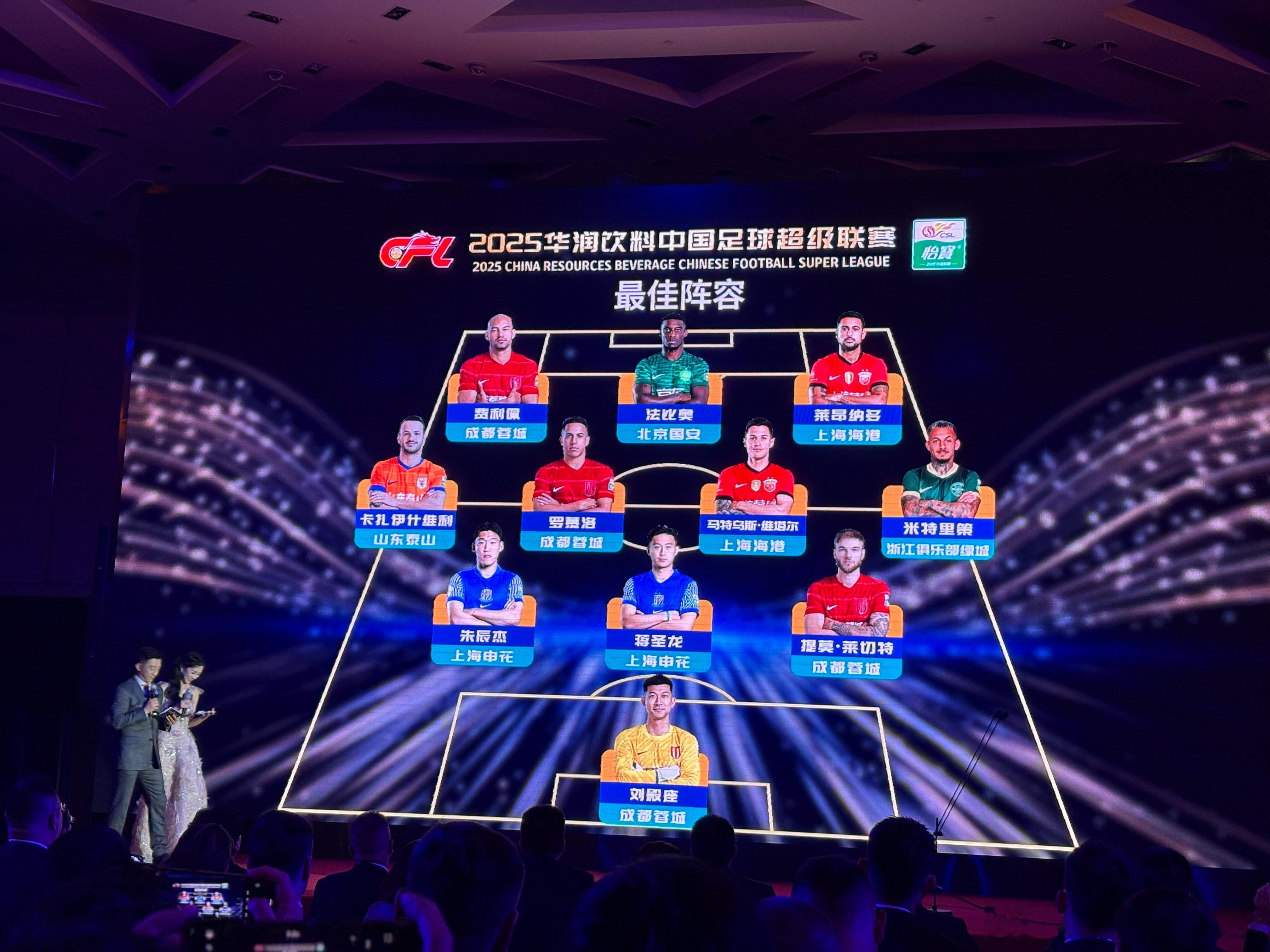 2025赛季中超联赛最佳阵容中足联颁奖典礼