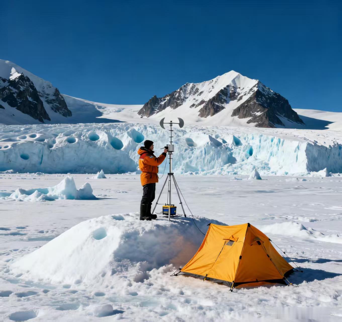 我在南极开挖掘机 想象着在南极秦岭站，-38℃的寒冷让人牙齿打颤，每秒55.6米