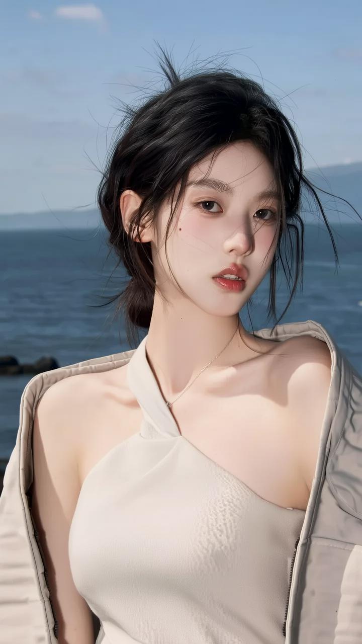 海边少女风，清新自然，阳光下的美丽瞬间