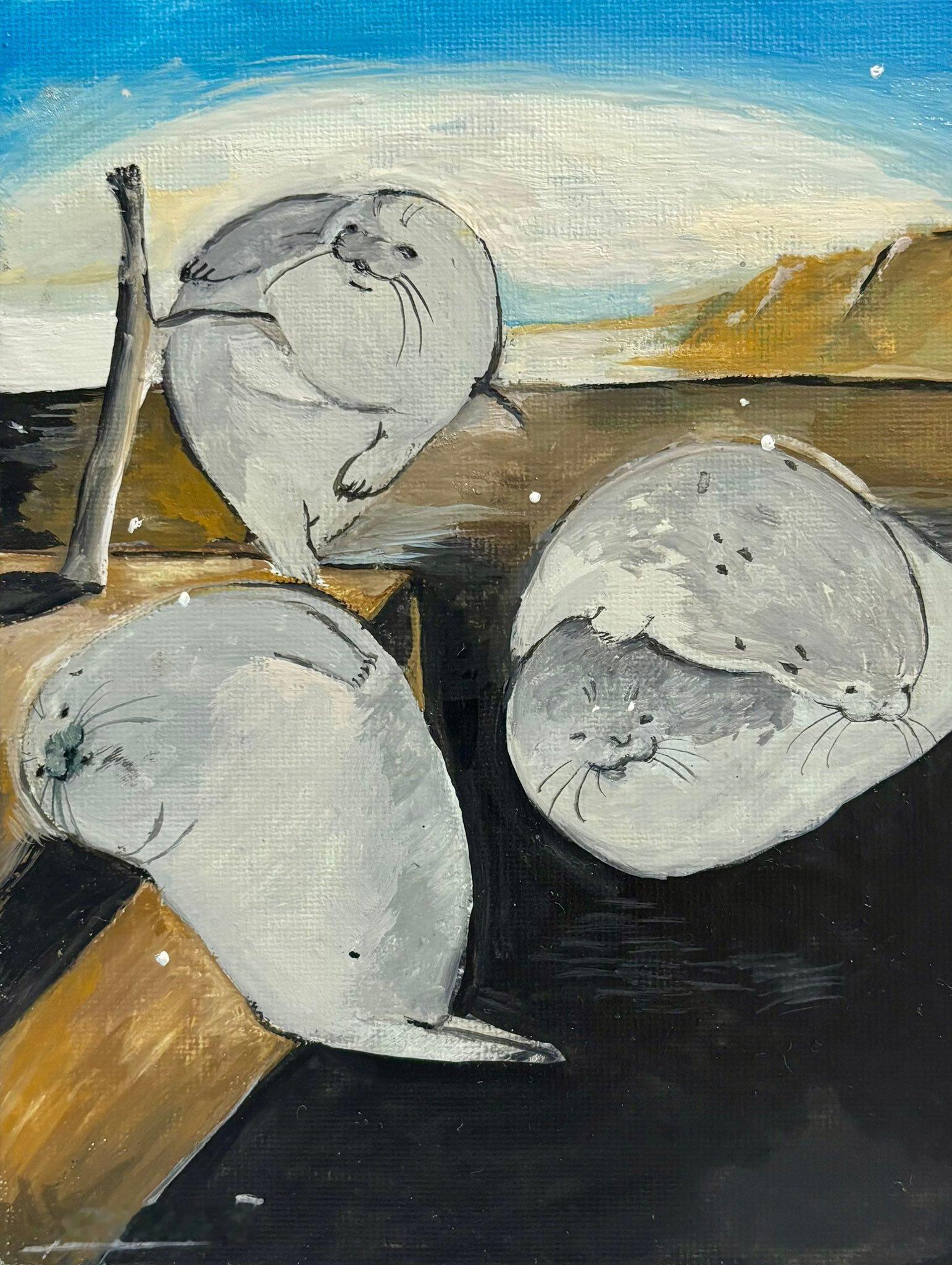 海豹 插画 妙啊~把豹豹画进名画是谁想到的这个点子~可太适配了哈哈哈哈！豹门永存
