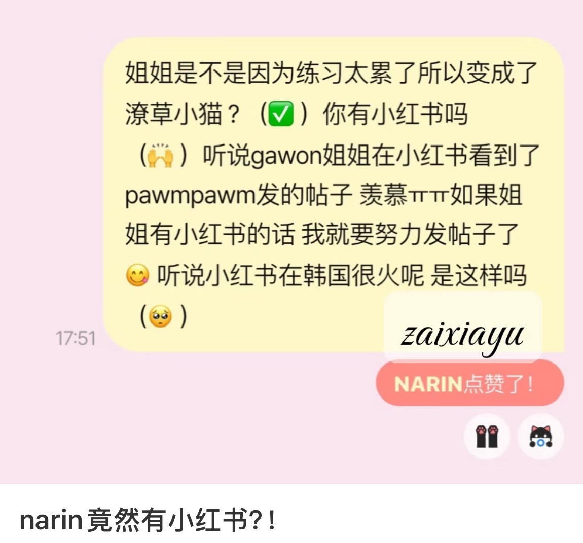 meovv NARIN竟然玩小红书