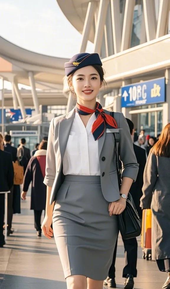 机场穿搭指南 | 优雅空姐风空姐扭结帽 空姐制服日常 时尚美女机长 美女空姐日常