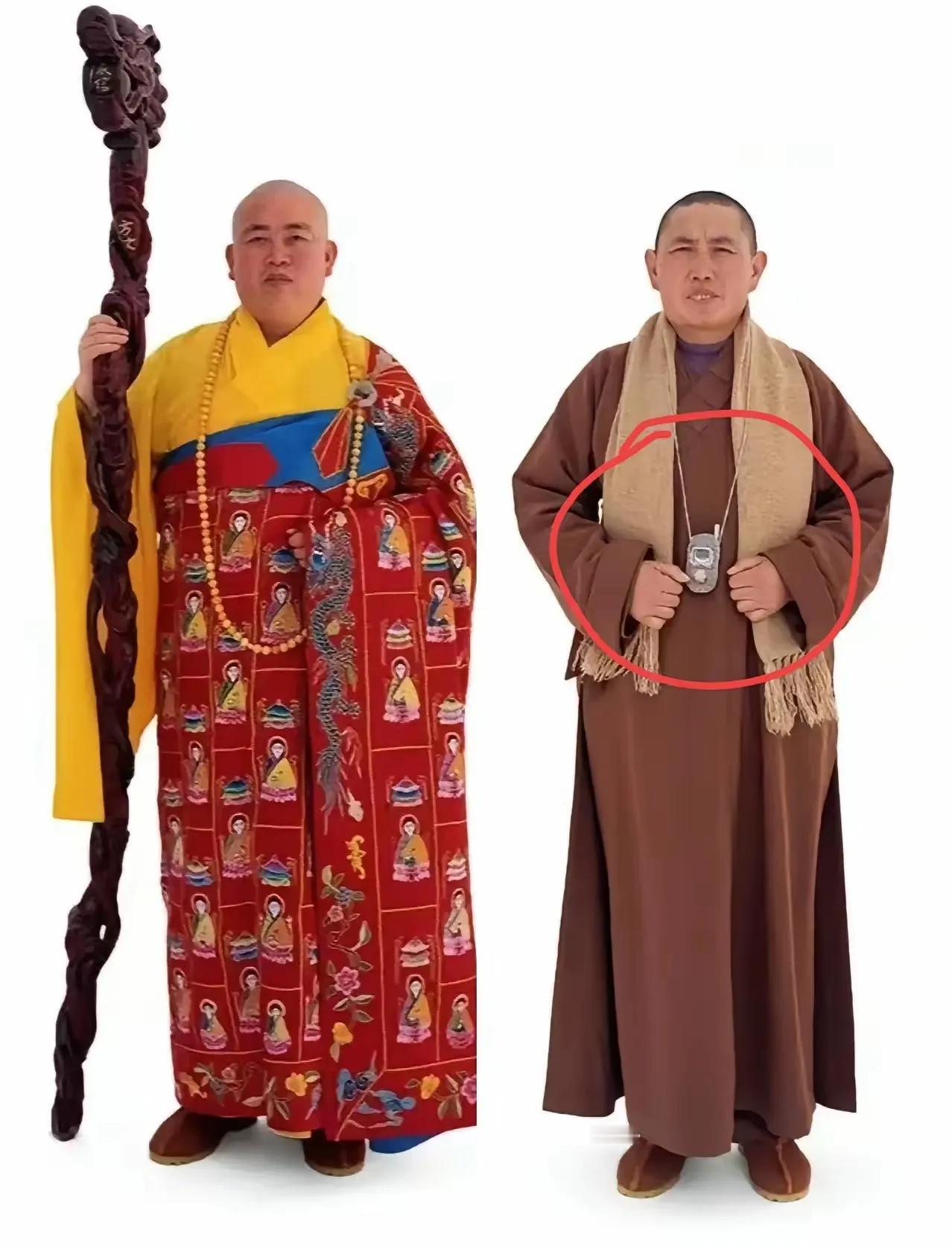 左边是释永梅，右边是释永信。
释永信为少林方丈，释永梅是下院主持。二人乃师兄妹关