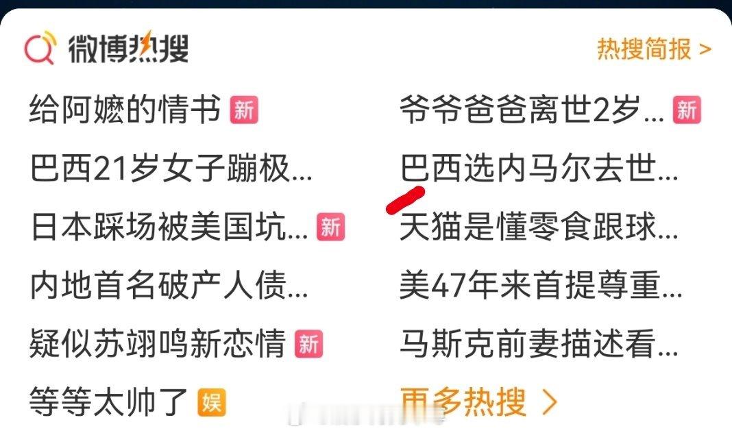 巴西选内马尔去世界杯是正确决定吗这个热搜显示一半变成“内马尔去世”英年早逝内马尔
