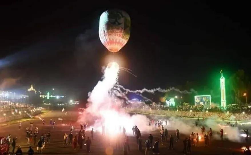 缅甸曼德勒省彬乌伦市玛哈安图甘达大佛处，为纪念2024年德稍岱点灯节，将举办第2