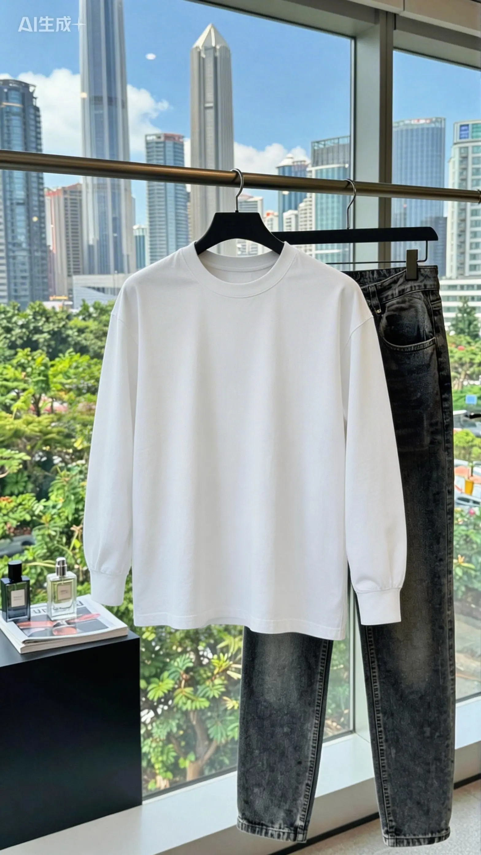 宽松休闲圆领打底内搭纯色百搭潮