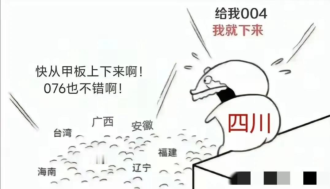 076命名为四川舰后，各省纷纷祝贺和安慰四川。


辽宁：不错了，排水量都快五万