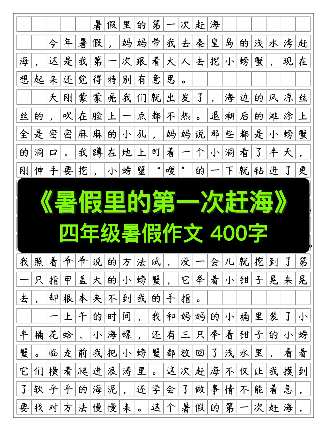 《暑假里的第一次赶海》暑假作文