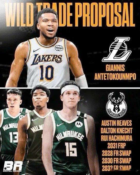 疯了吧？字母哥转会至湖人的模拟交易：雄鹿筹码：字母哥湖人筹码：里夫斯、八村垒、克