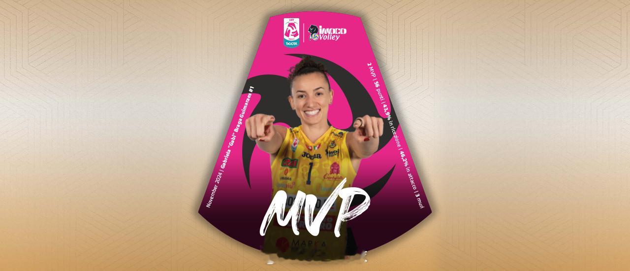 排球明星  加比获选2024-2025 女排意甲  11月份MVP。 