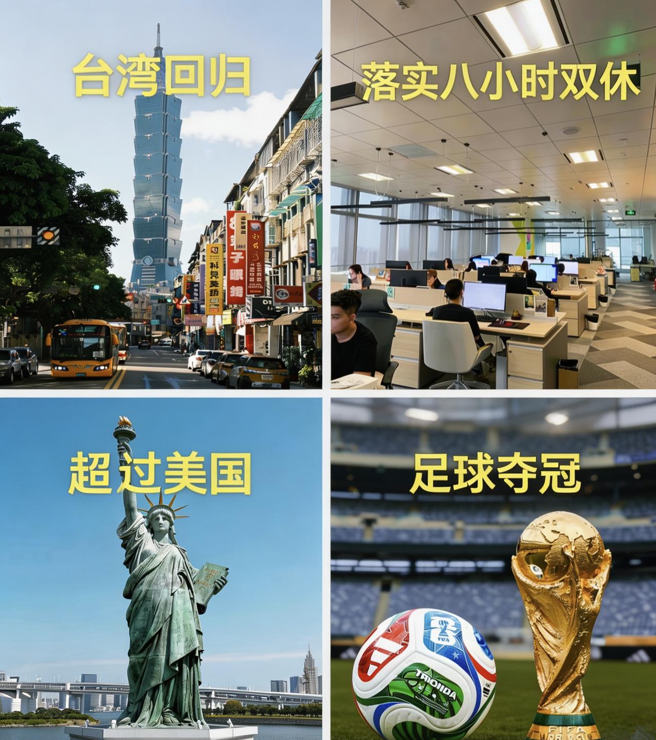 灵魂拷问来了！这四个愿望，你觉得哪个最难？
说出来你可能不信，我居然觉得国足夺冠