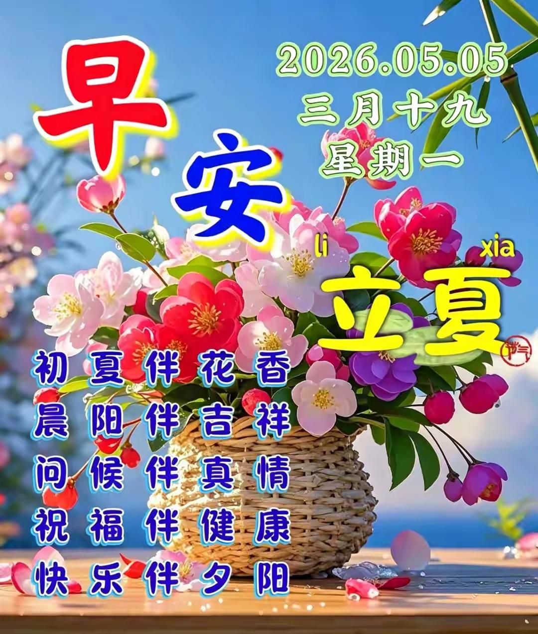 [福]立夏·晨安寄语 [福]
早上好🌹
晨安风暖伴朝阳☀️
浅夏初晴启新章🍃