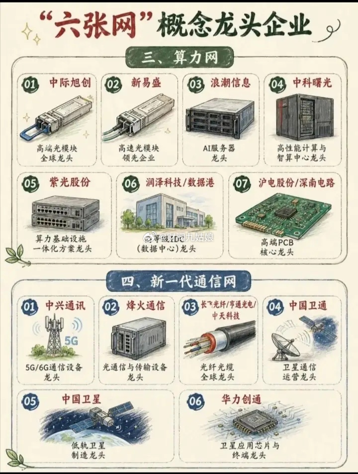 算力网,新一代通信网概念股票一览:以下图表展示的股票不构成投资建议，据此操作风险