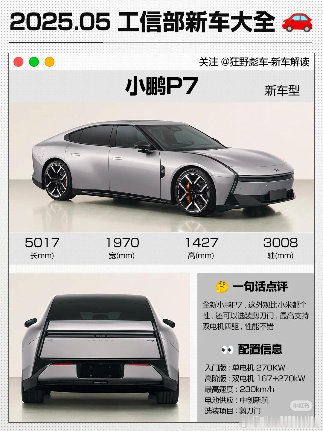 全新小鹏P7的外观真的太个性了，还能选配剪刀门，很难想象之后会在大街上看到这样一
