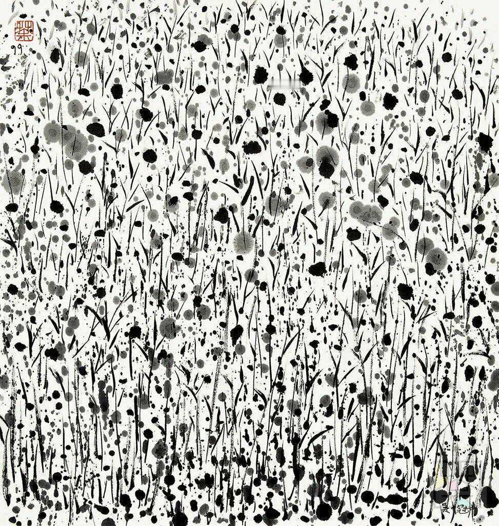 吴冠中 《草兮草兮》，1999年 水墨·宣纸48cm×45cm 新加坡国家美术馆