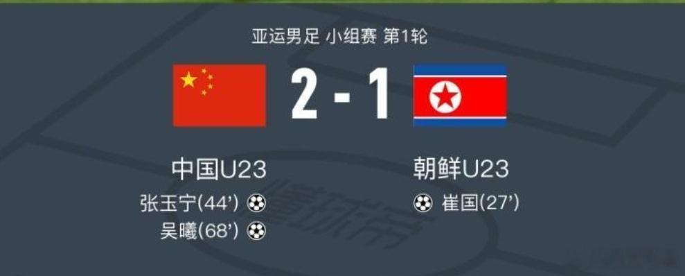 亚运会，U23中国2:1朝鲜亚运会，U23中国2:1朝鲜这场比赛，先丢球，又有吴