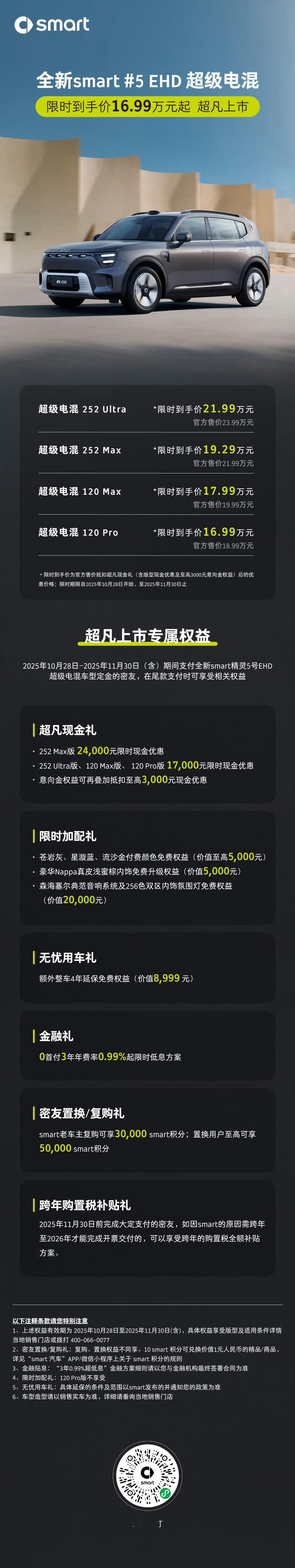 全新精灵5号上市。“比新势力更懂豪华”、“比豪华更懂技术”，19.99万起售，看