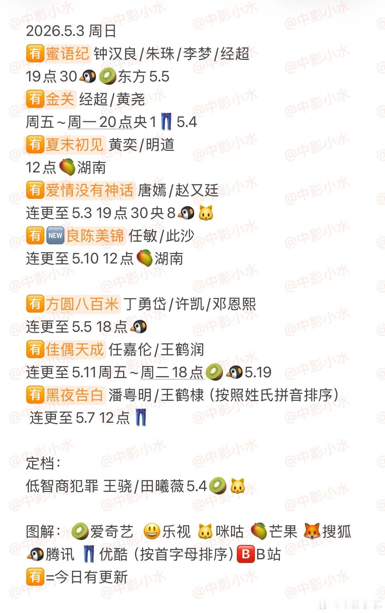 拯救剧荒   5月3日，今晚看点啥？？图1 追剧日历 图2 综艺日历  图3  