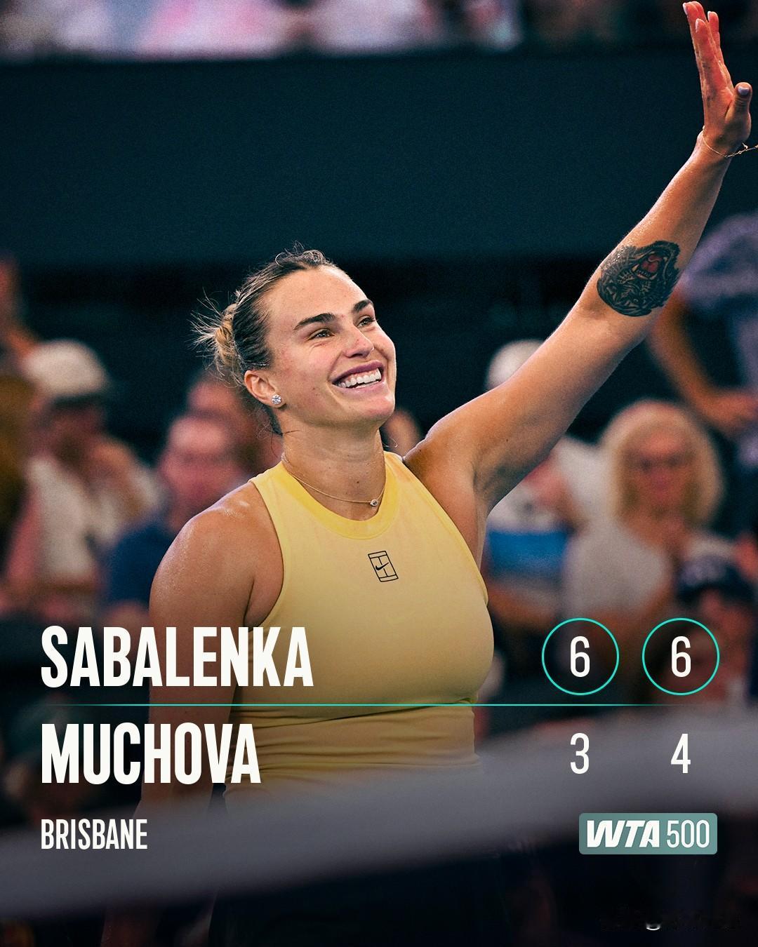 🇧🇾萨巴伦卡63，64穆霍娃🇨🇿
晋级布里斯班决赛。
硬地女王确实牛。