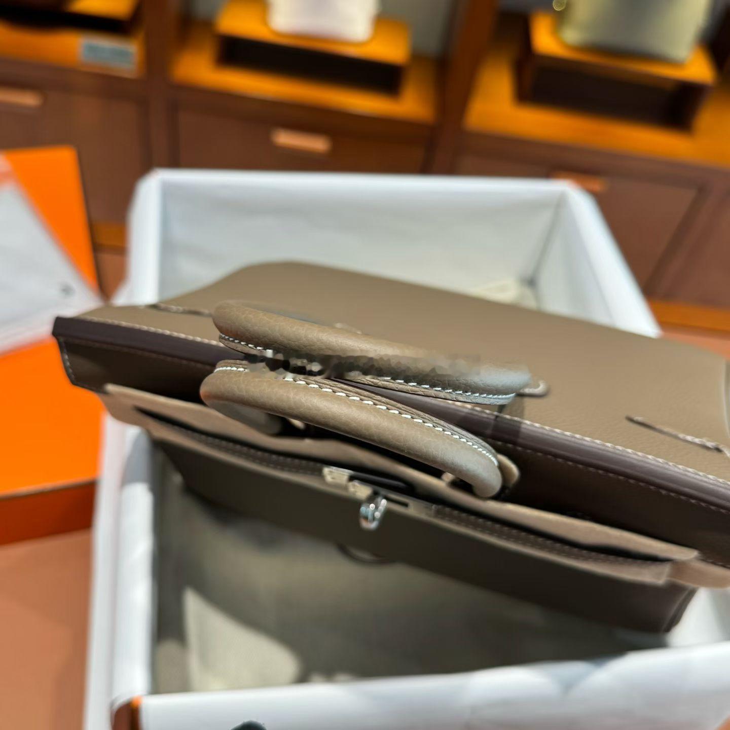 Birkin 25cm Togo皮 大象灰 银扣爱马仕hermes