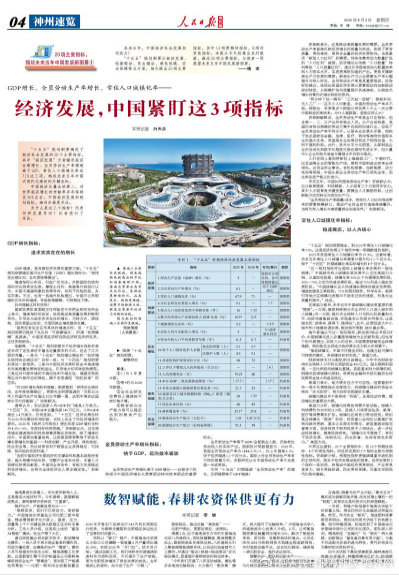 【今日#人民日报海外版导读# | 经济发展，中国紧盯这3项指标】今日出版的#人民
