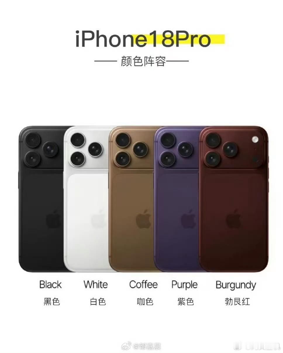 iPhone18Pro新配色目标一眼最新款很多人苹果17还没拿到手，苹果18就已