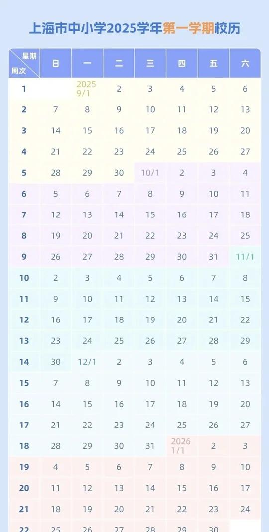 2026上海中小学寒假时间安排！看看放多少天
据上海市中小学2025学年度校历上