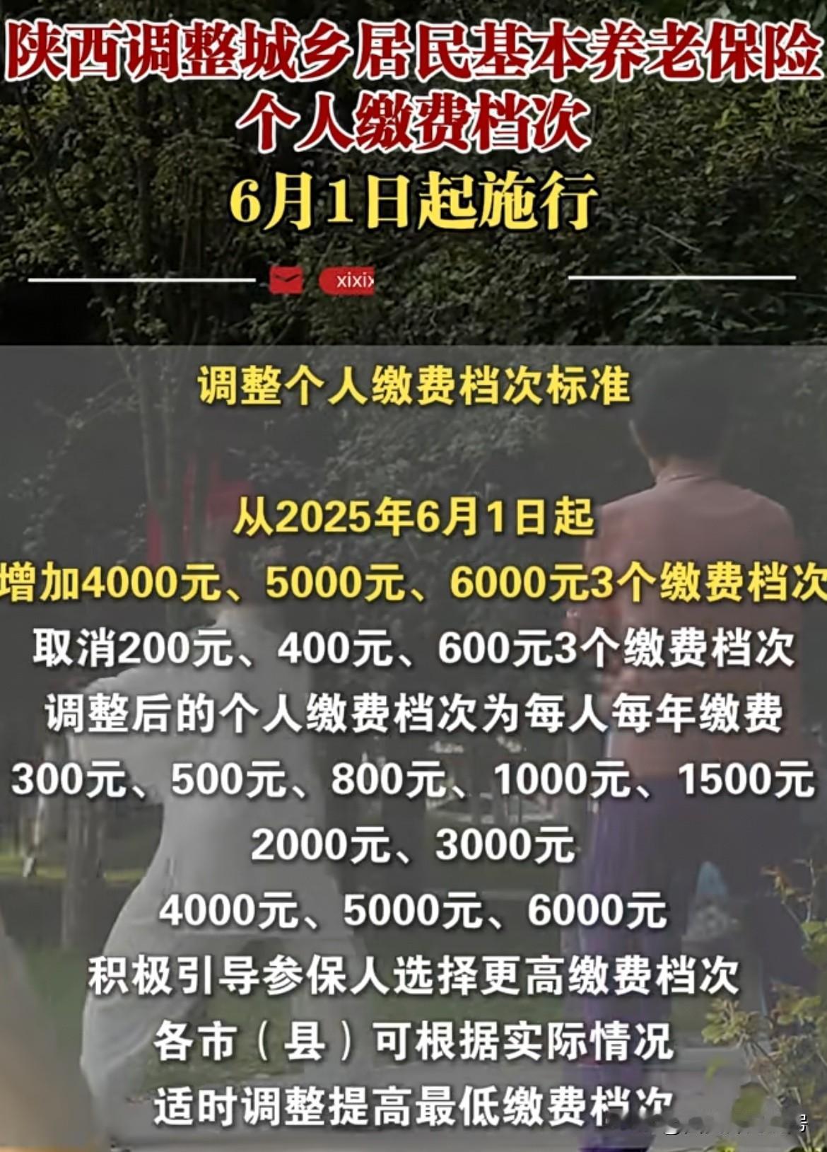 从6月1日起，陕西城乡居民医疗保险缴费档次升高，取消¥200 ¥400 ¥600
