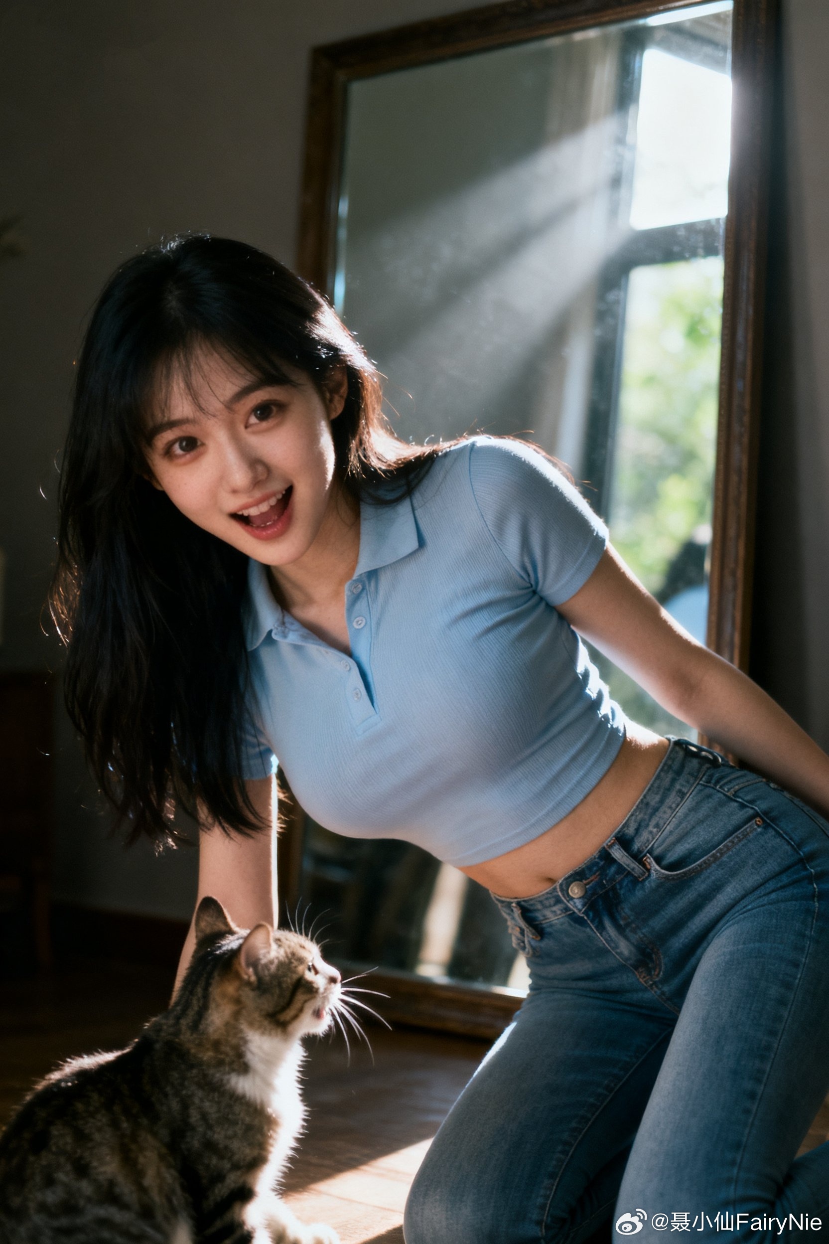 其实猫猫狗狗比起来，我更喜欢猫咪！因为我的性格就像一只小猫咪！行摄漫记聂小仙