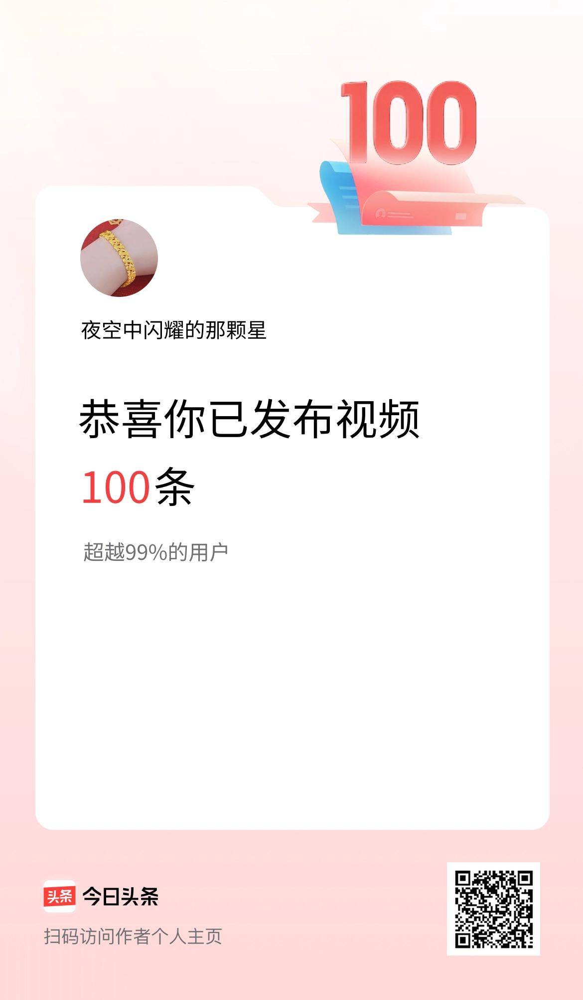 我在头条累计视频投稿100个