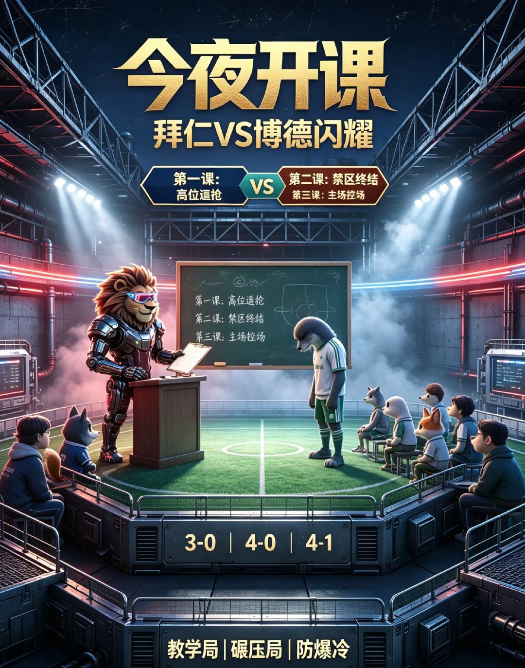 欧冠碾压局，拜仁主场迎战对手，安联球场的南大王今晚要开课了。 ​​​