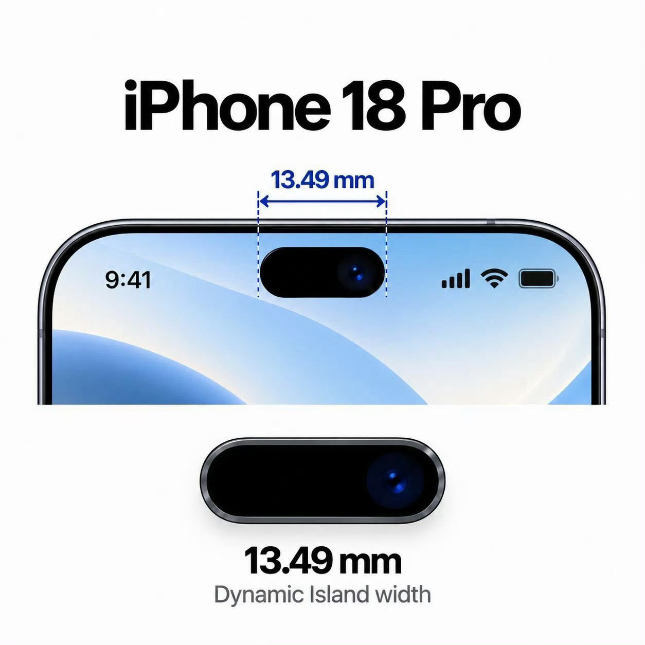 曝iPhone18Pro灵动岛大瘦身爆料称iPhone18 Pro灵动岛尺寸大幅
