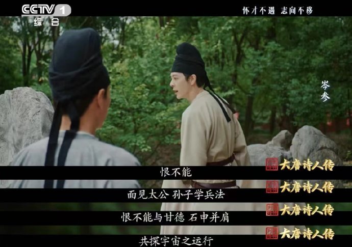 徐海乔演出了岑参的少年热血  徐海乔的演技真的是了得，在《宗师列传大唐诗人传》当