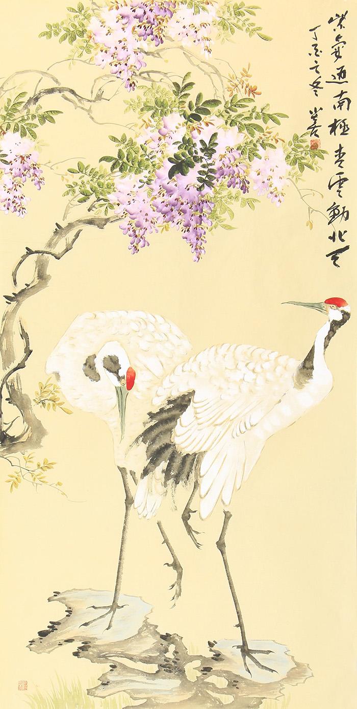 皇甫小喜的写意紫藤画，清雅又有灵气。笔墨简练却意境悠远，紫藤花开烂漫，枝蔓舒展自