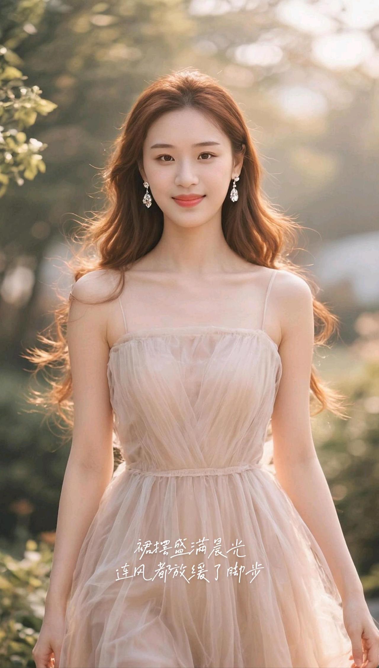 《逆光里的温柔》
夕阳把金粉，撒在你的发梢
风掀起纱裙的褶皱，像揉碎了一整个春天