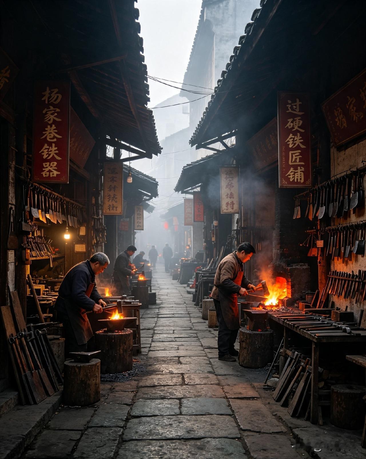 叮叮当当的打铁声，曾回荡在老鄂城杨家巷的街巷之间。熊熊炉火映红匠人黝黑的面庞，铁
