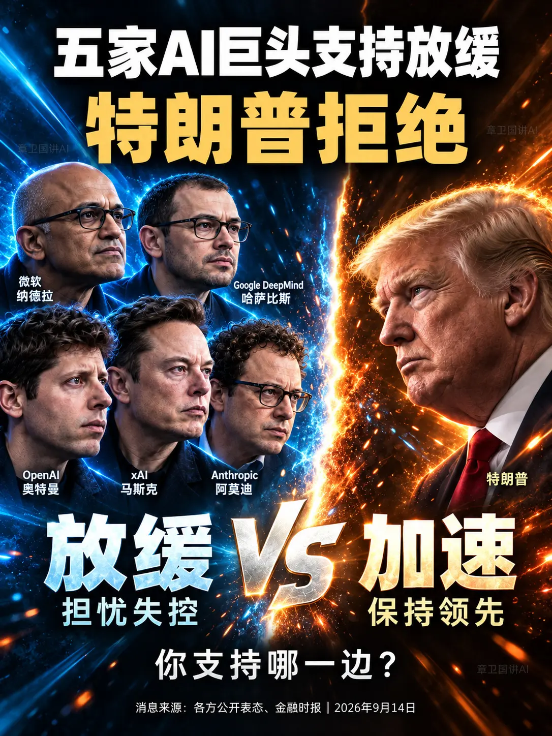 五家AI巨头支持放缓，特朗普拒绝。OpenAI、Anthropic、x...