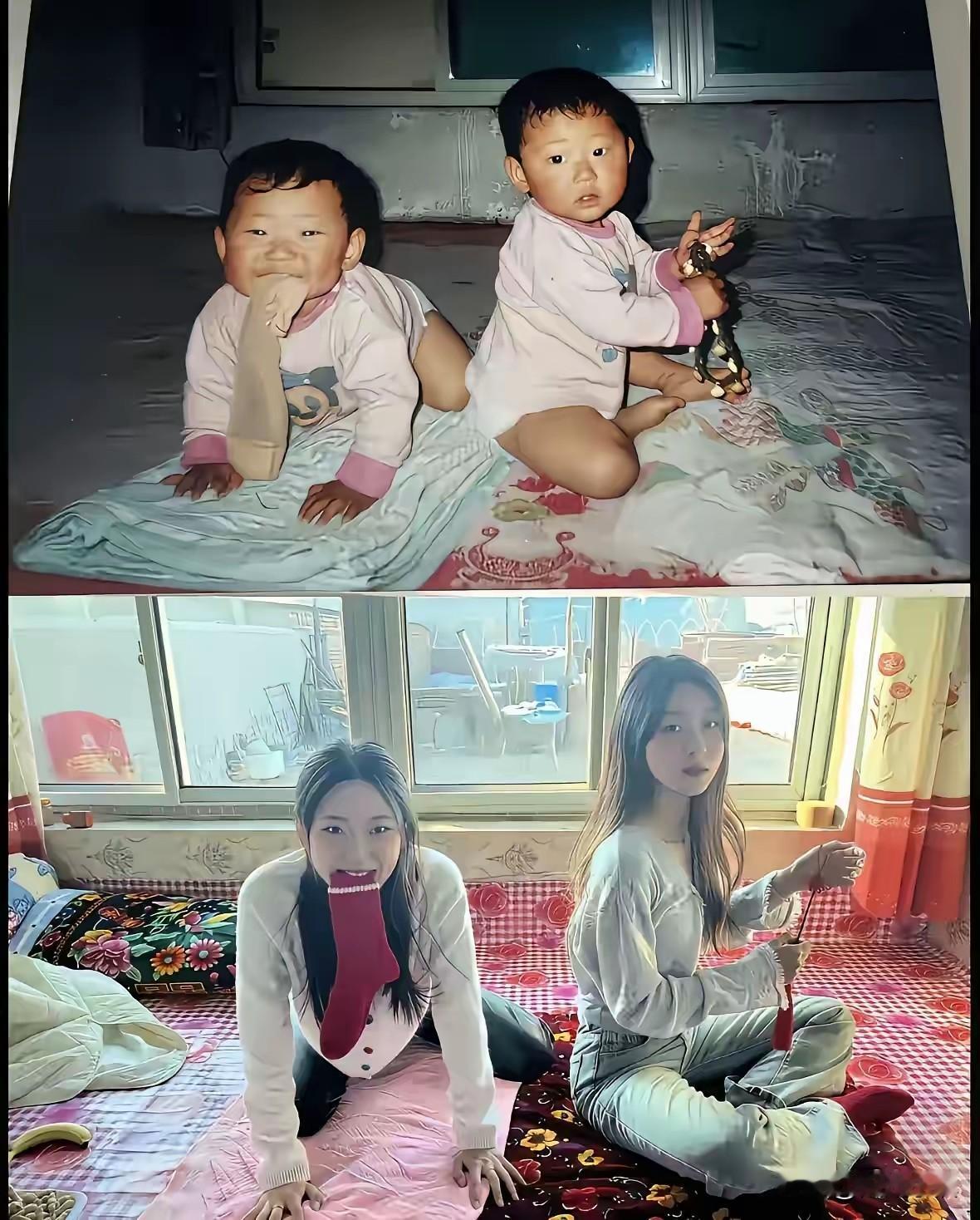 网上看到这幅照片，很有感触：十几年时间而已，两个肉嘟嘟、憨厚乎乎的婴儿，变成了亭